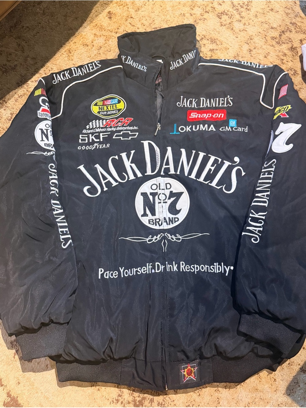Jack Daniel's Black Racing-Style Logo Jacket with Sponsor Patches